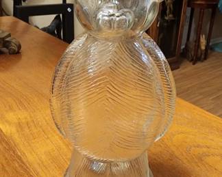 Glass Figural Teddy Bear Sugar Shaker w/ Metal Lid