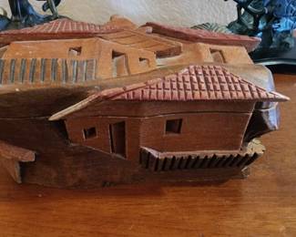 Hand Carved Wooden Village