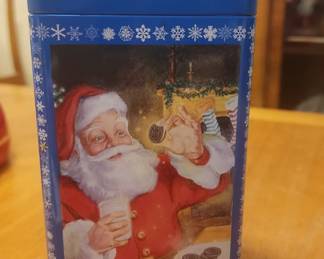 Christmas Santa Claus Tin Oreo Cookie Milk Carton Holiday Collector Blue 2005