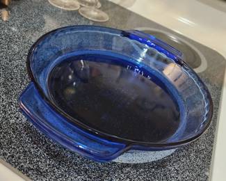Anchor Hocking 1 Quart Blue Pie Plate Pan 9"
