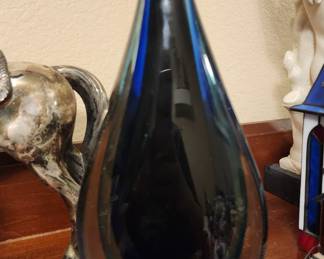 Vintage Murano Summerso Teardrop Shaped Art Glass Sculpture