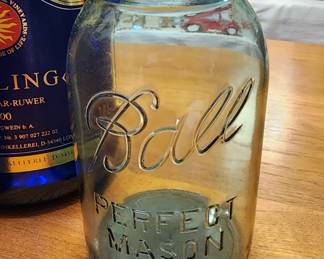 Vintage Blue Round Ball QT Perfect Mason Jar