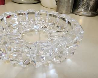 Lead Crystal Open Serving Bowl Vanity Trinket Snack Dish