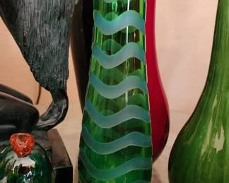 Cyan Design Etched Wavy Modern Art Glass 10" Vase