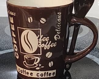 MR. COFFEE MUG CUP BEANS Brown Ceramic 12oz Embossed Delicious Cozy Aroma