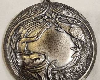 Art Nouveau Woman Peacock on Chain