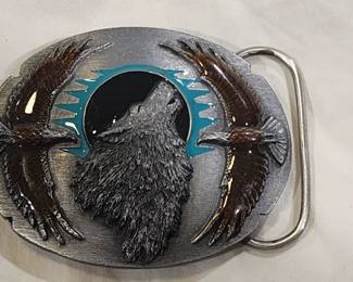 Belt Buckle Brothers of the Wind .. touch me, honor me, teach me to know. Enamel