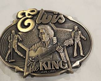 Elvis Presley The King Commemorative Solid Brass Belt Buckle Guitar Graceland