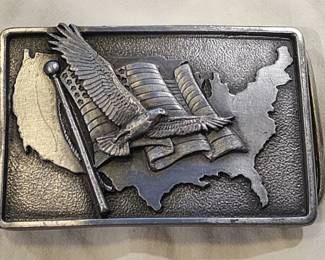 1991 Mar-Zak Belt Buckle Hand Crafted in Honor of the U.S. Veterans