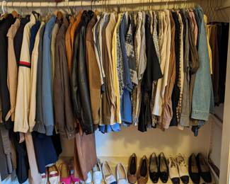 SOME OF THE MANY LADIES PURSES, SHOES & CLOTHING