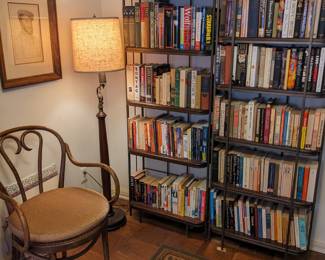 BOOKCASE #3 SHOWING MORE OF THE MANY BOOKS IN THIS ESTATE...POLISH BENTWOOD CHAIR