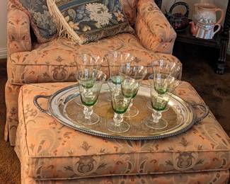 UPHOLSTERED CHAIR AND MATCHING OTTOMAN