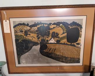 1960'S GRAHAM CLARKE S/N COLORED LITHOGRAPH "COTTAGE IN A VALLEY"