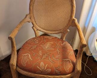 CANE BACK FAUX BOIS ARM CHAIR