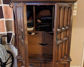 MCM CHIFFROBE FILLED WITH MENS SWEATERS