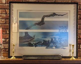S/N COLORED  LITHOGRAPH BY FARHI DEPICTING EXODUS FROM EGYPT