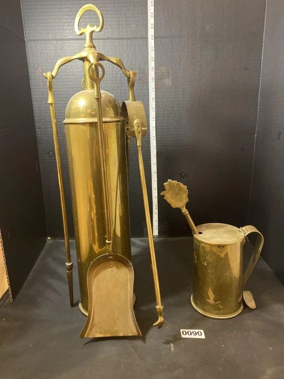 Antique Cape Cod firestarter Vtg brass fireplace tools
