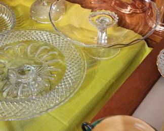 Assorted Copper Tae pots, Cake Stands