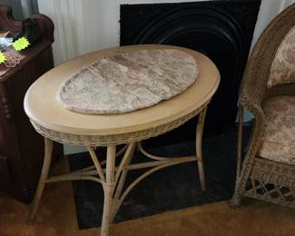 Antique Fick's Wicker Oval Table