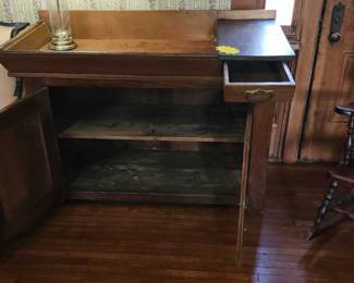 Antique Dry Sink with Casters, Copper and Pull out Drawer