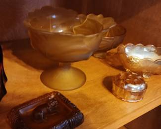 Carnival Glass, Ruby Thumbprint