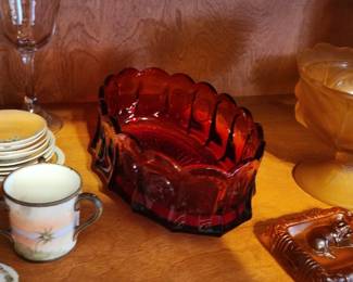 Ruby Thumbprint Bowl