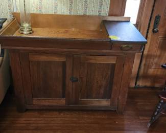 Antique Dry Sink with Casters, Copper and Pull out Drawer