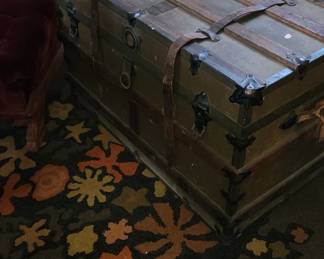 Antique Trunk with Leather Straps