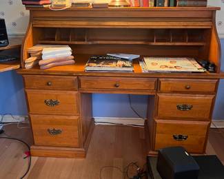Solid wood, rolltop desk