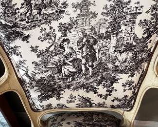 close up of beautiful black/white toile upholstery