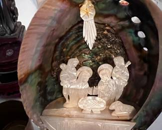 carved shell nativity