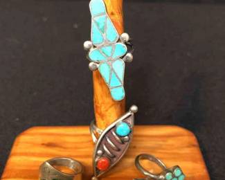 4 Vintage Silver Rings 