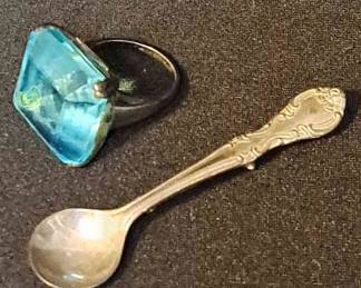 Sterling Ring And Spoon Pin