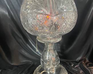 SOLD - Cut Glass Floral Parlor Lamp-SOLD