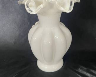 Fenton Milk Glass Silvercrest Vase