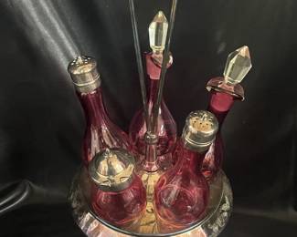 Cranberry Cruet Set
