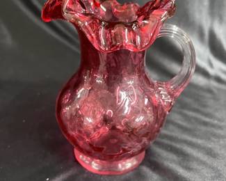 Cranberry Glass Diamond Small Pitcher