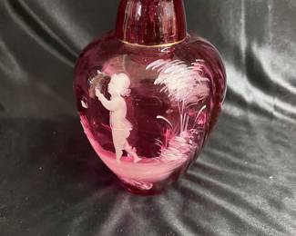 Cranberry Mary Gregory Vase