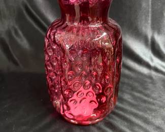 Cranberry Coin Spot Vase