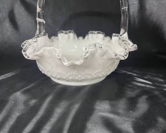 Fenton Milk Glass Silvercrest Basket