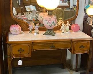 French Marble Top Vanity w/Mirror