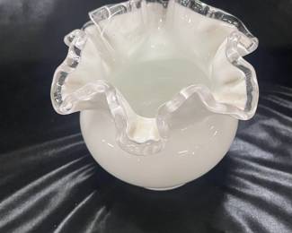 Fenton Milk Glass Silvercrest Vase