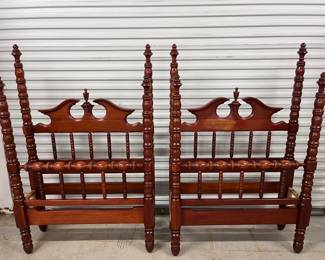Cherry Twin Beds - 4 Poster - By Davis Cabinet Co - With Rails