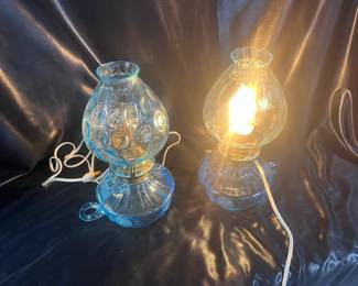 Pair Blue Coin Dot Lamps