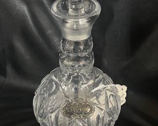 SOLD - Crystal Decanter w/ Sterling Rye Tag