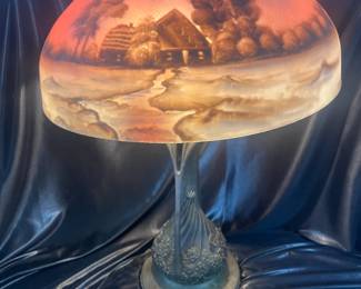 Pittsburgh Lamp w/ Reverse Painted Shade