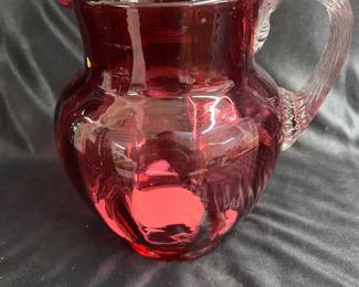 Cranberry Ribbed Pitcher