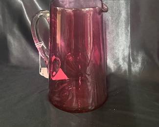 Cranberry Glass Pitcher 