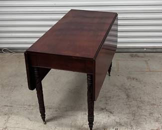 1840's-50's Walnut Drop Leaf Table with Acanthus Craved Legs