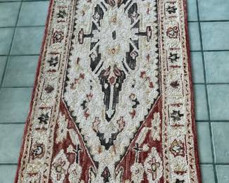 Red Patterned Wool Runner Rug